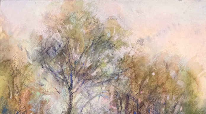 Tutorial: Don’t Underestimate the Underpainting Landscape painting tutorial - Richard McKinley, "Pacific Sentinels," 2019, pastel over watercolor, 15x 10 in., Collection the artist, Plein air