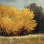 Peggy Immel, "Spring Willows," 2019, oil, 9x 12 in., Collection the artist, Plein air