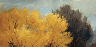 Peggy Immel, "Spring Willows," 2019, oil, 9x 12 in., Collection the artist, Plein air