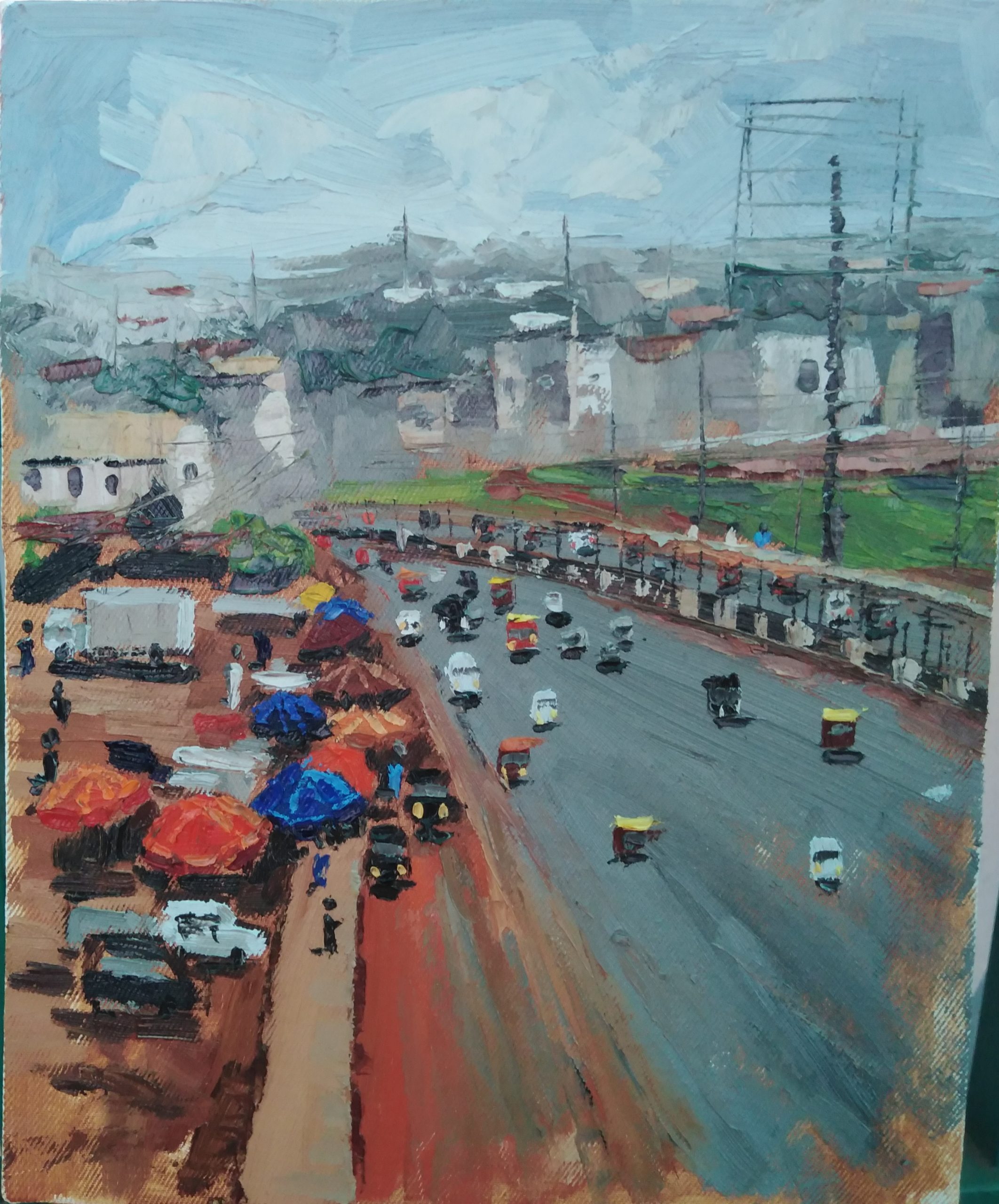 plein air painting Nigeria - Edak Young, "Main Gate," oil on canvas, 13 x 16 in.
