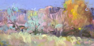Painting with pastels - Molly Lipsher, "Brilliant Lineup," 2014, pastel, 6 x 24 in., private collection, plein air