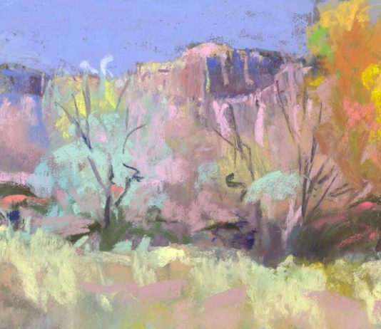Adventures in Pure Color with Pastels Painting with pastels - Molly Lipsher, "Brilliant Lineup," 2014, pastel, 6 x 24 in., private collection, plein air