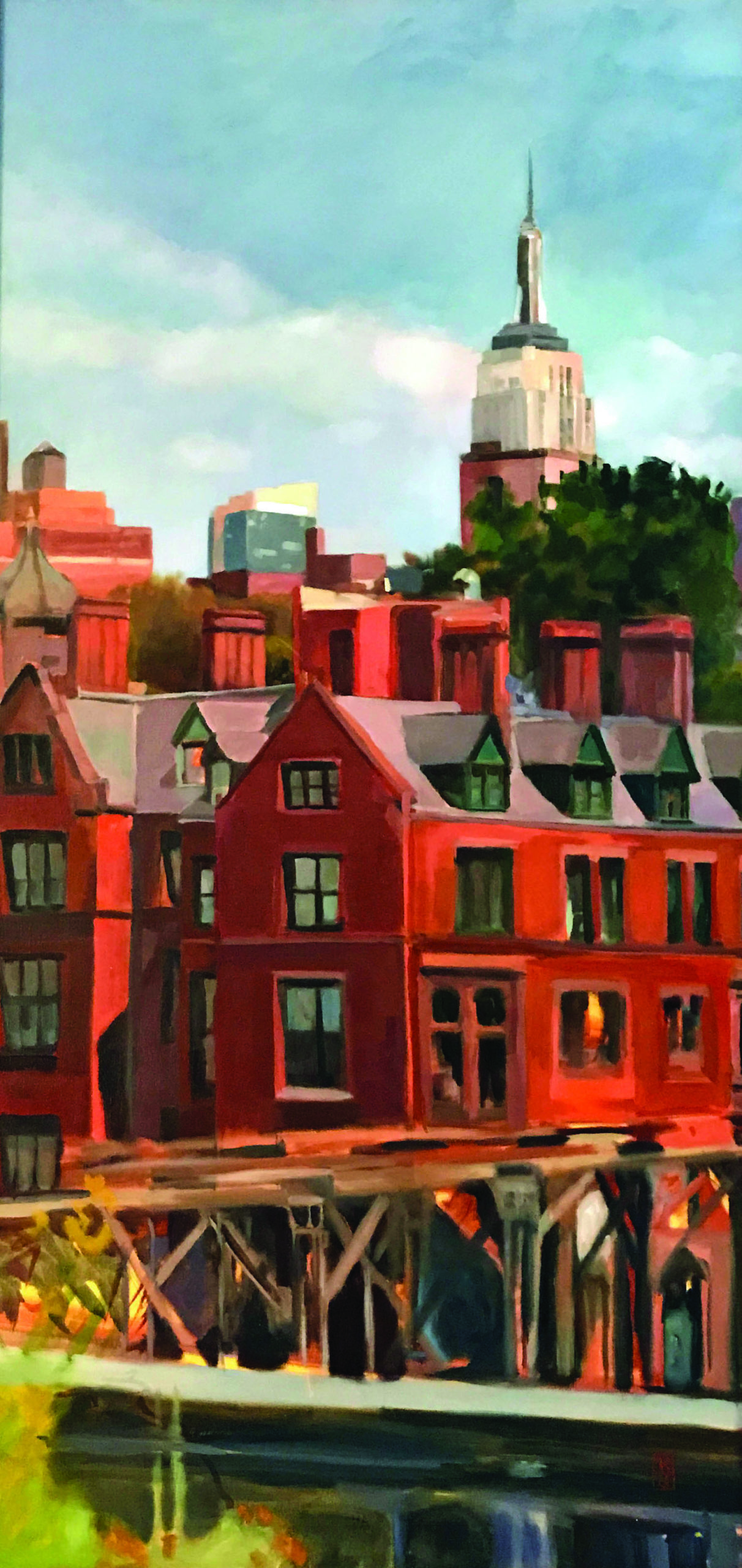 Katherine Jennings, "View From the Highline," 2018, oil, 48 x 24 in., Available from artist, Studio from plein air study