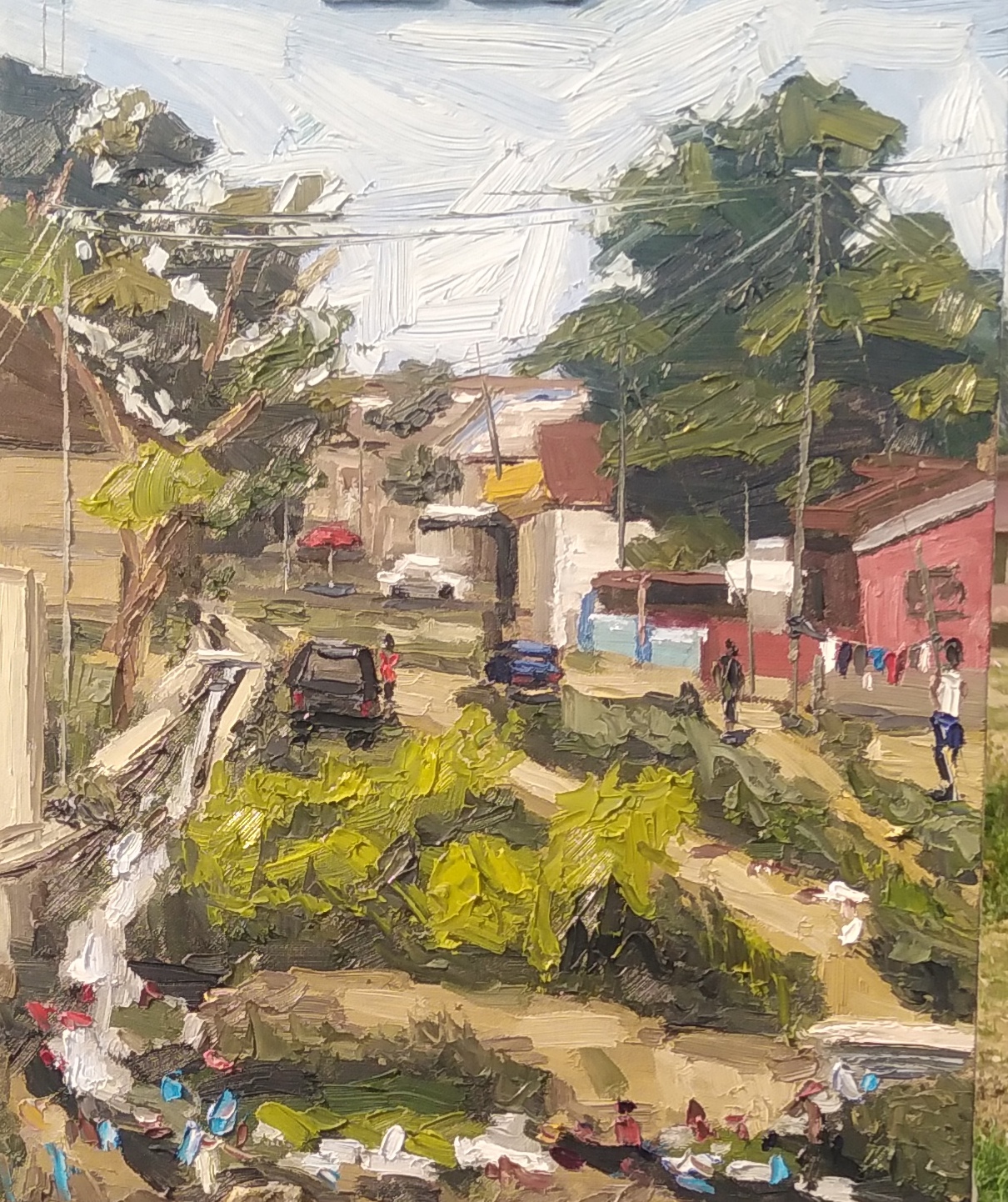 Edak Young, "The Street," oil on canvas, 13 x 16 in.
