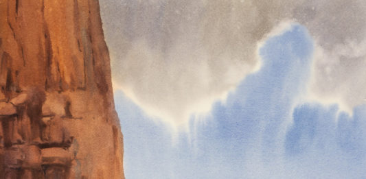 Brienne Brown, “Day for Exploring,” watercolor, 20 x 16 in, $2700, Available through the Illume Gallery of Fine Art