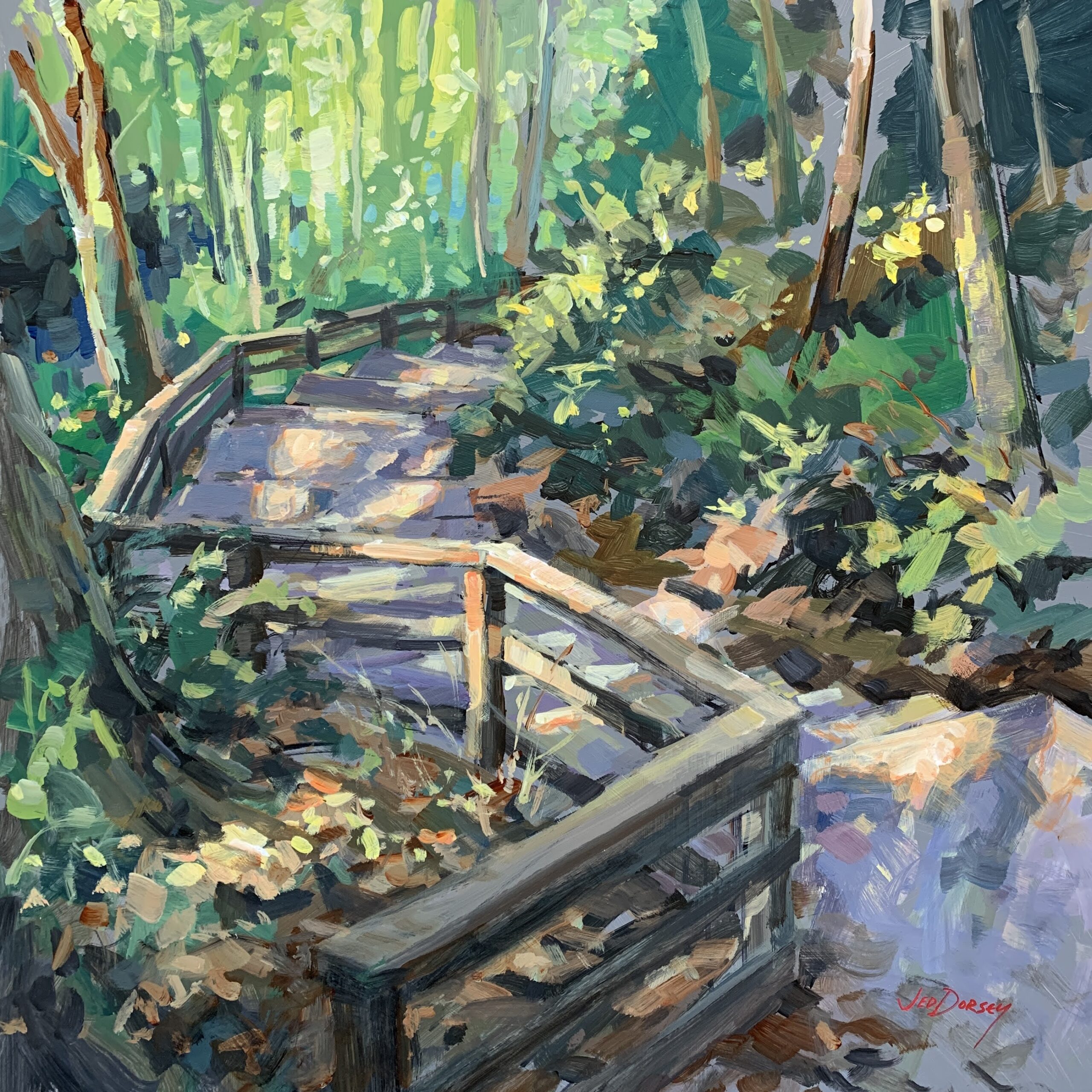 Jed Dorsey, "We Walked Here," 16 x 16 in., plein air painting