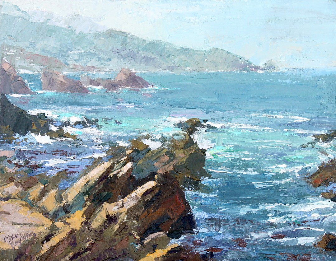 Mike Bagdonas, "Crumbling Coast," oil, 11 x 14 in.