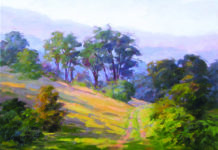 6-Step Landscape Painting Demo: Painting Back to Front Sara Linda Poly, "Mountains and Long Shadows," oil, 12 x 16 in.