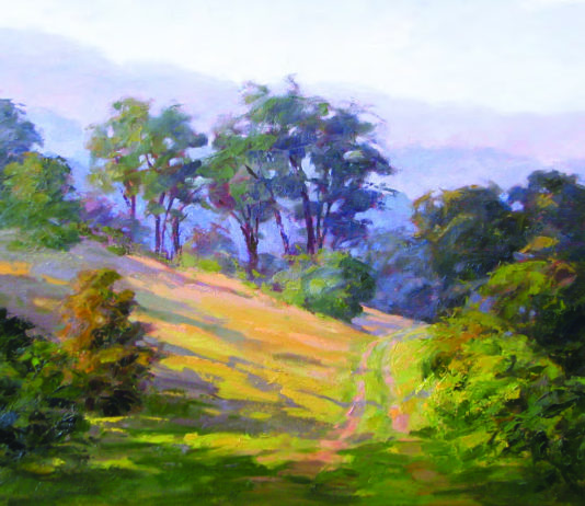 6-Step Landscape Painting Demo: Painting Back to Front Sara Linda Poly, "Mountains and Long Shadows," oil, 12 x 16 in.