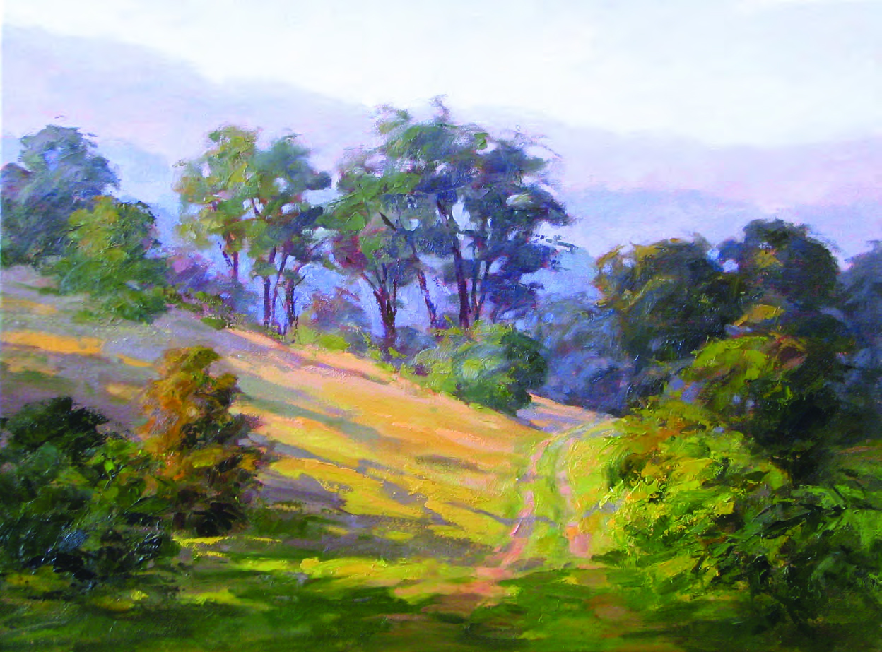 Sara Linda Poly, "Mountains and Long Shadows," oil, 12 x 16 in.