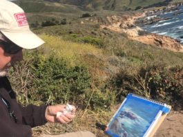 John Hughes painting en plein air at Big Sur
