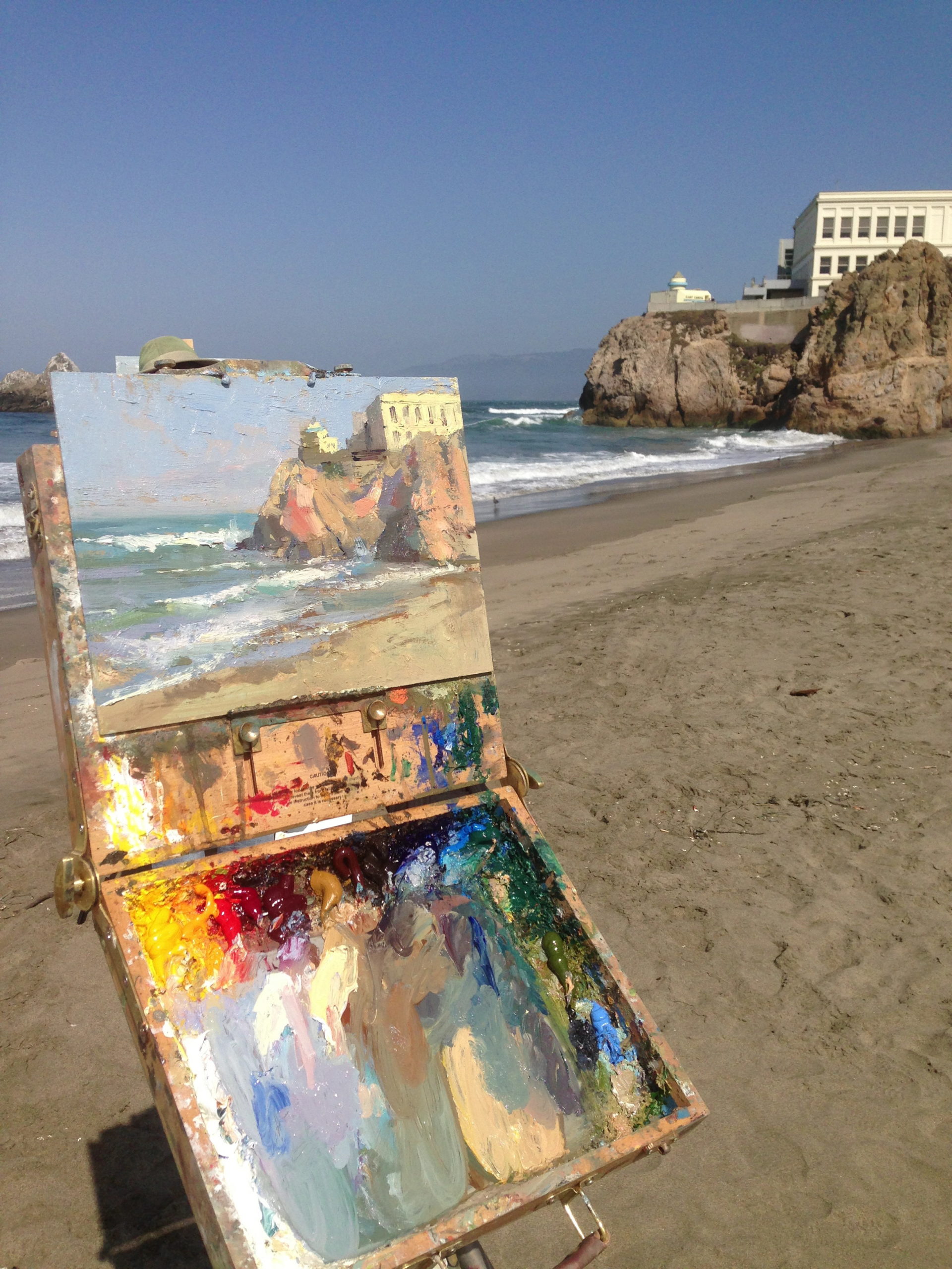 quick painting, Plein air painting at Ocean Beach, 2015