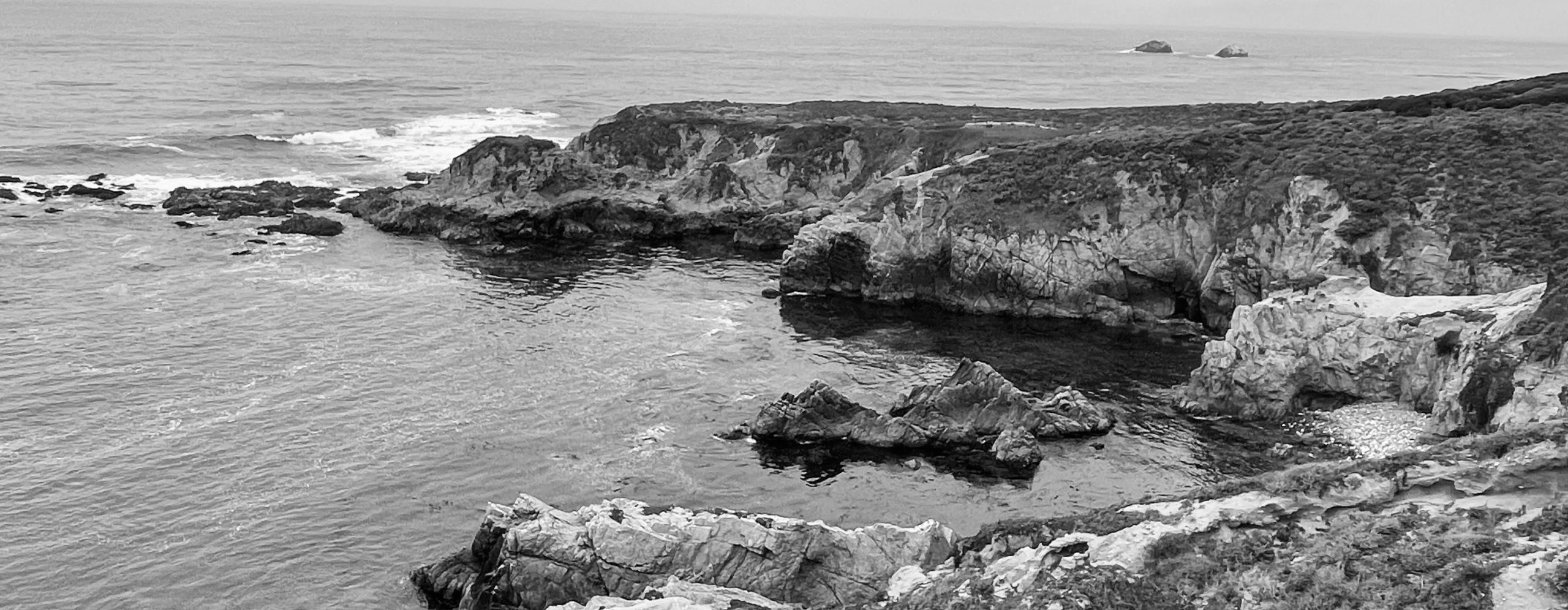 California coast, black and white