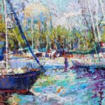pastel impressionism painting of boats