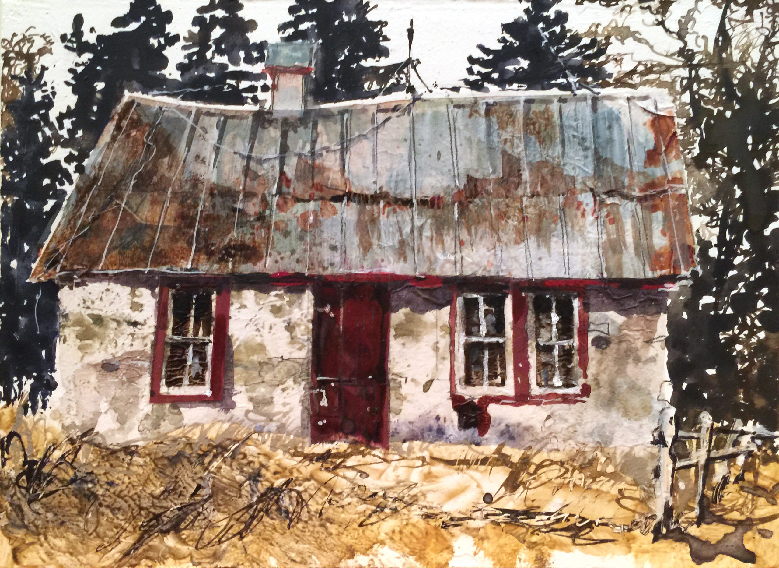 Mat Barber Kennedy, "Earl’s Dairy Barn," 2017, mixed water-based media, 5 x 7 in., Private collection, Plein air