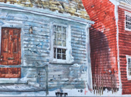 Better With Time plein air watercolor painting of houses