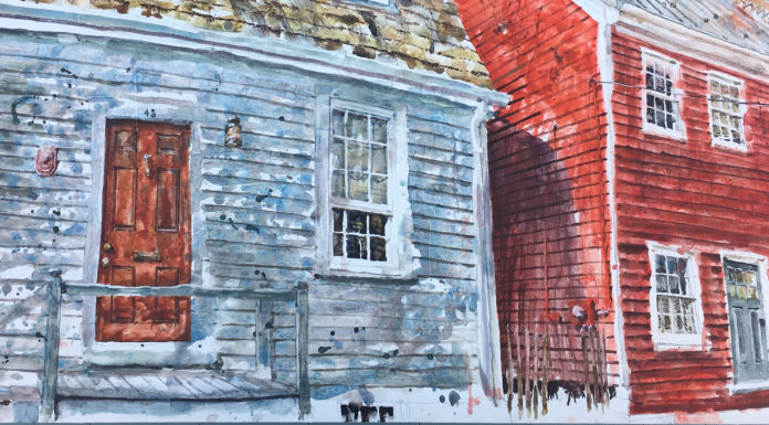 Better With Time plein air watercolor painting of houses