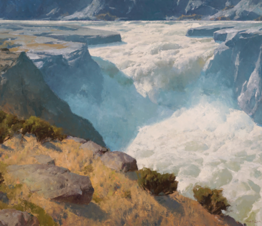 PleinAir Salon - Kimball Geisler, "Raging Spring," oil, 45 x 72 in.