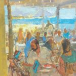 The Ties That Bind "Dinner With Kids" by Durre Waseem, as seen in PleinAir Magazine October/November 2022, in the Plein Air Events article on Paint Grand Traverse