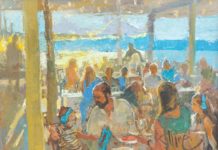 "Dinner With Kids" by Durre Waseem, as seen in PleinAir Magazine October/November 2022, in the Plein Air Events article on Paint Grand Traverse