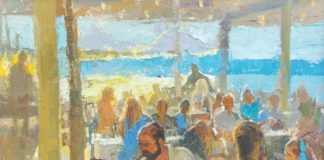 "Dinner With Kids" by Durre Waseem, as seen in PleinAir Magazine October/November 2022, in the Plein Air Events article on Paint Grand Traverse