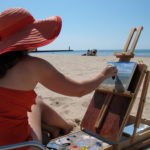 Knife plein air painting on North Beach in South Haven, Michigan, 2012. Photo credit Matt Poplawski