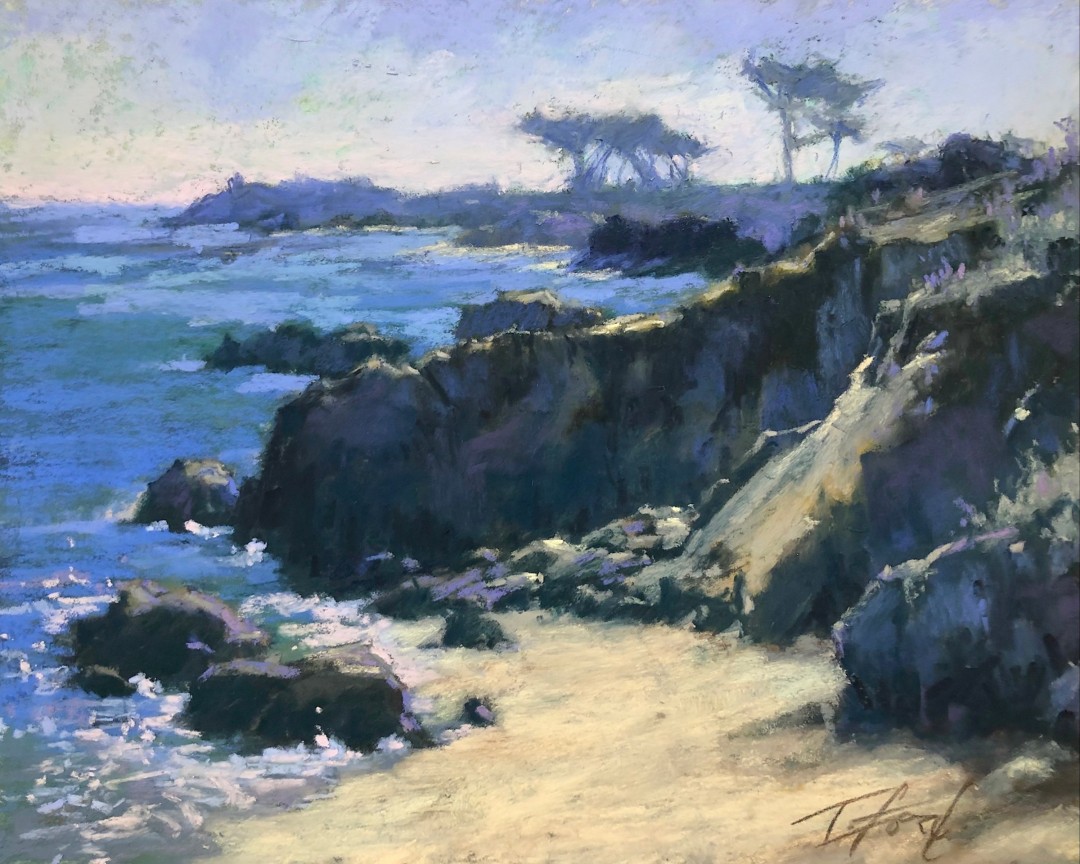 Terri Ford, "Lovers Point Blues," pastel, 8 x 10 in.
