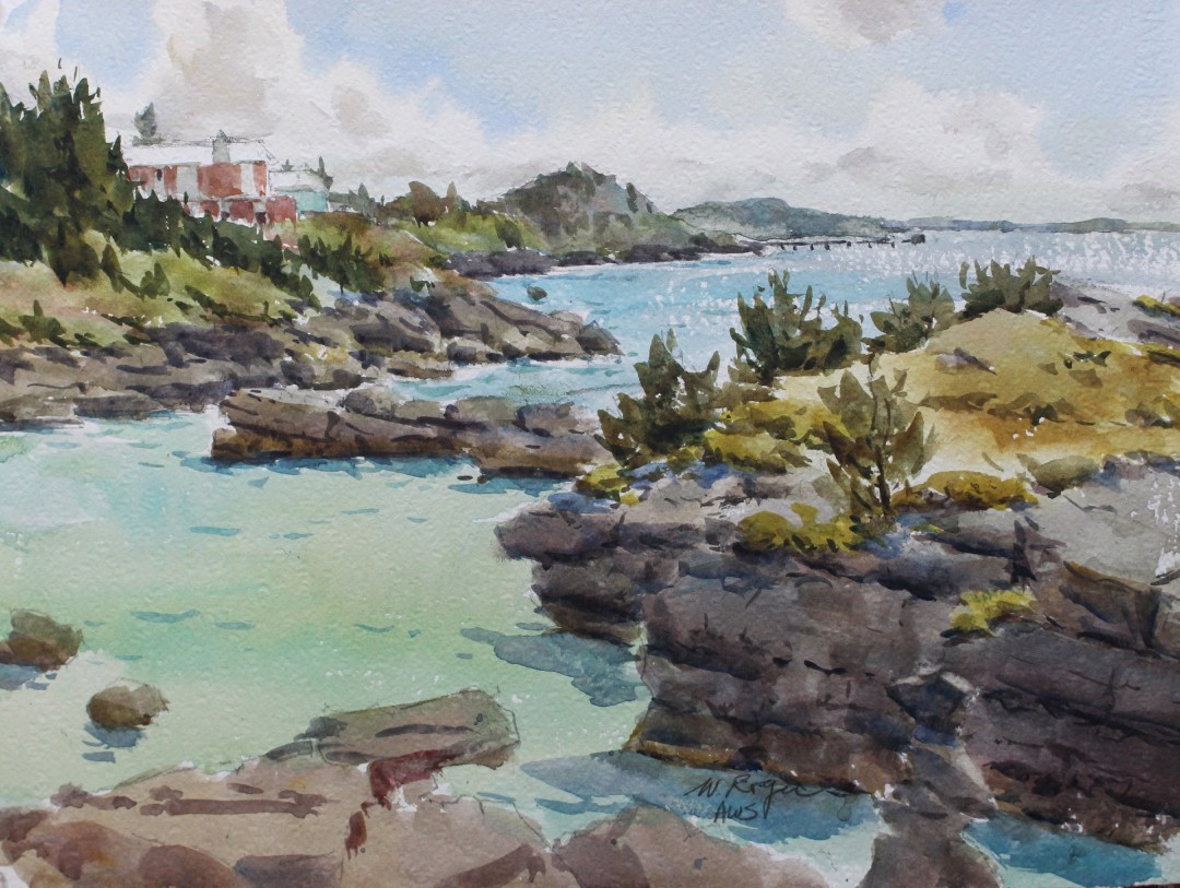 William Rogers, "Tobacco Bay at Mid Day," 11 x 15 in., watercolor