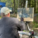 $270,000 Raised at Tennessee Plein Air Event Artist John Guernsey painting historic cabin in Elkmont