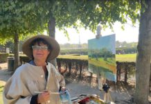 Jill Banks painting on location