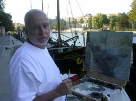 CW Mundy painting on location in Paris, France