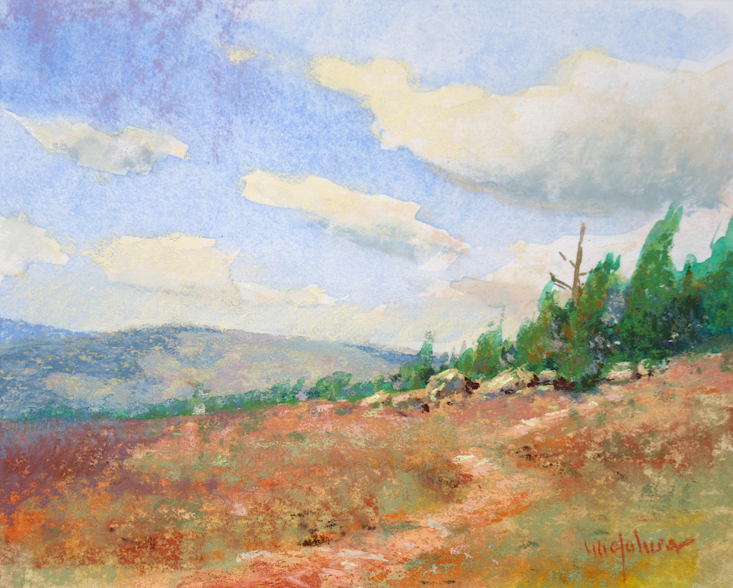 Michael Chesley Johnson, "Hillside," 9x12 pastel and gouache, en plein air