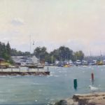 Painting Art - Carl Bretzke, “Yacht Club View,” oil on linen, 12 x 16 in., private collection