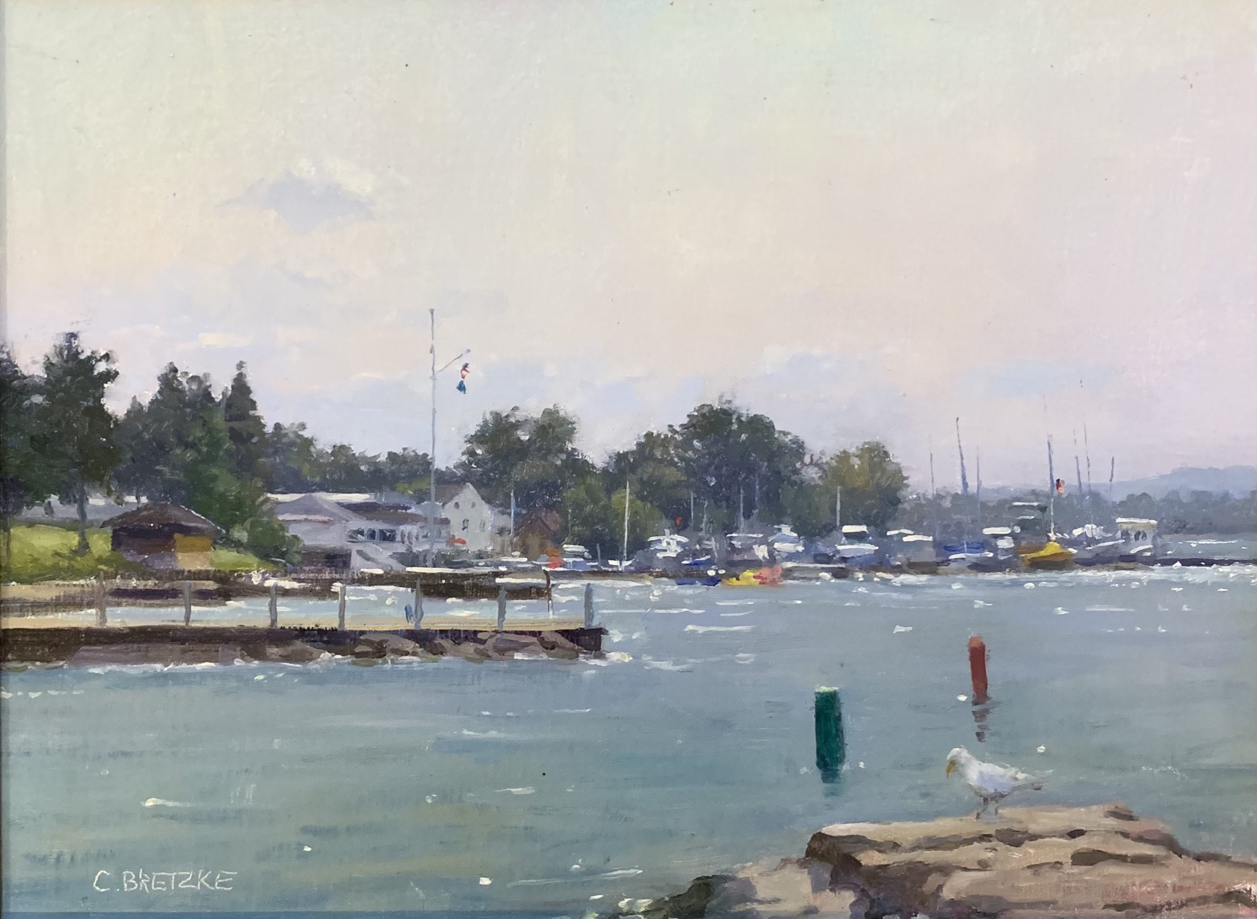 Carl Bretzke, “Yacht Club View,” oil on linen, 12 x 16 in., private collection