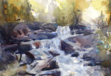 Sarah Yeoman: Why I’m an Artist Today “Death Falls, Raquette Lake” (watercolor, 16 x 14 in.) by Sarah Yeoman