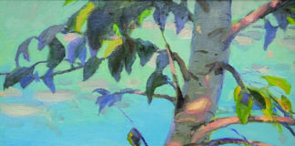 landscape paintings - Steve Gerhartz (b. 1971), “Birch,” 2019, oil on linen, 36 x 18 in.