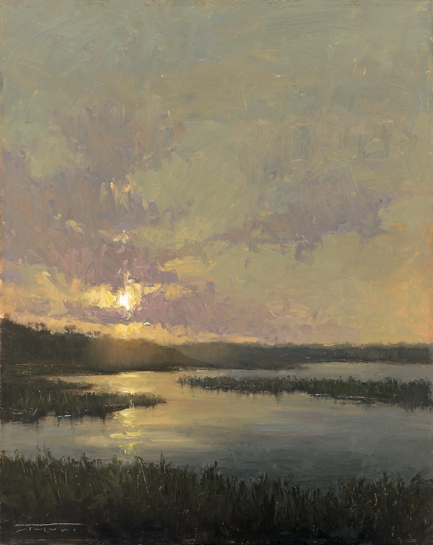 PleinAir Salon - Jane Hunt, "Back Bay Evening," oil, 14 x 11 in.