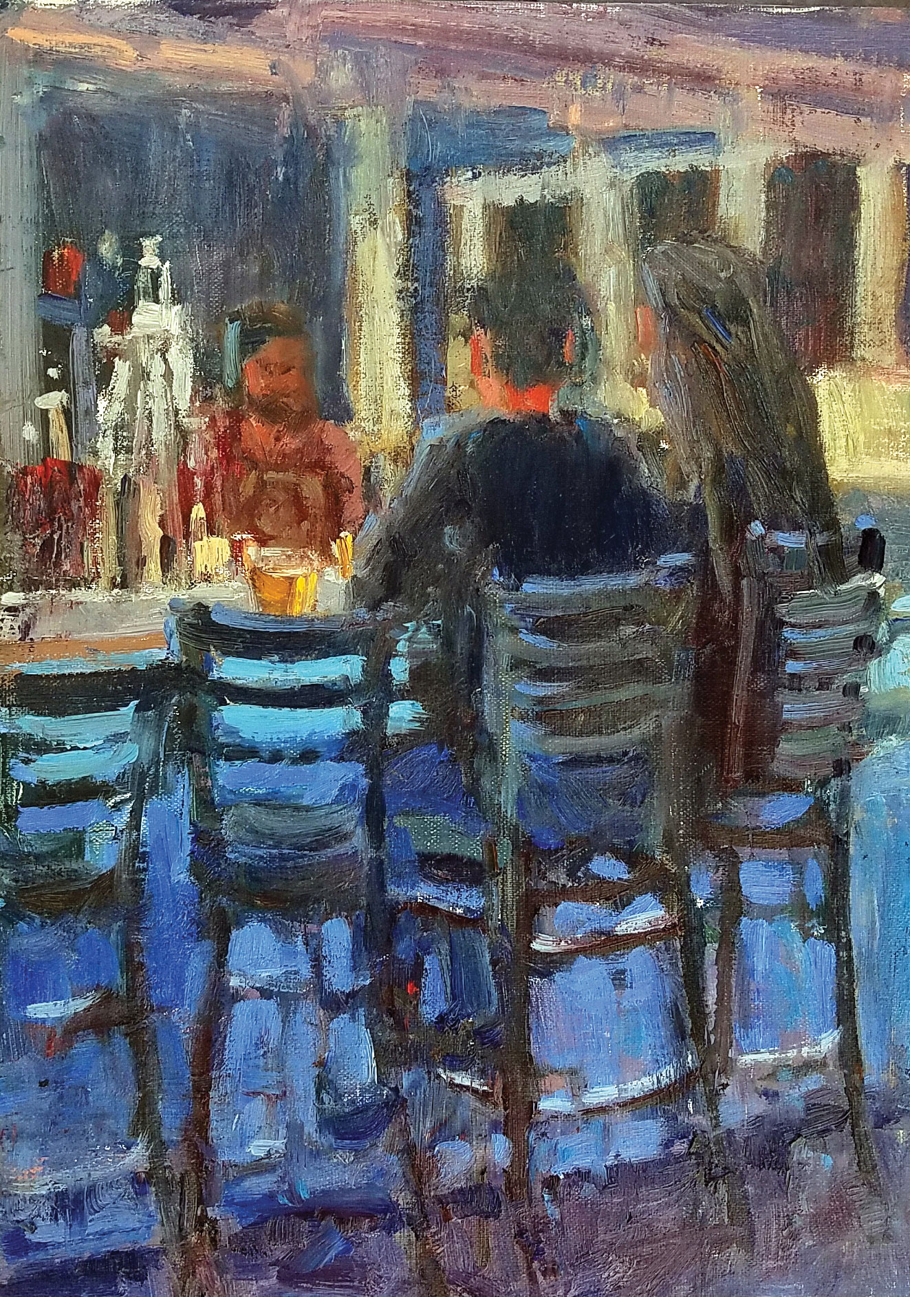 Painting of people at a bar