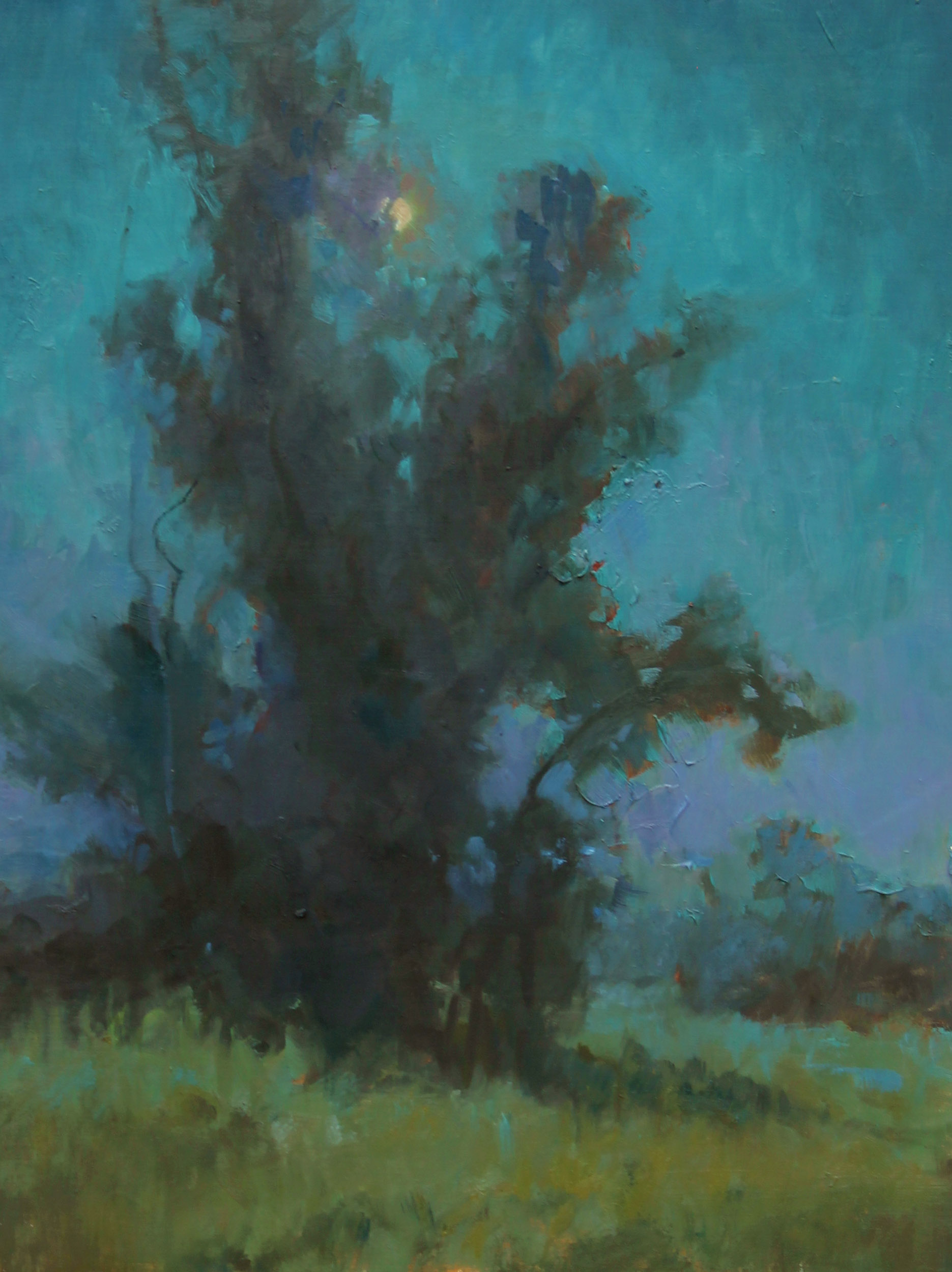 nocturne painting of a tree