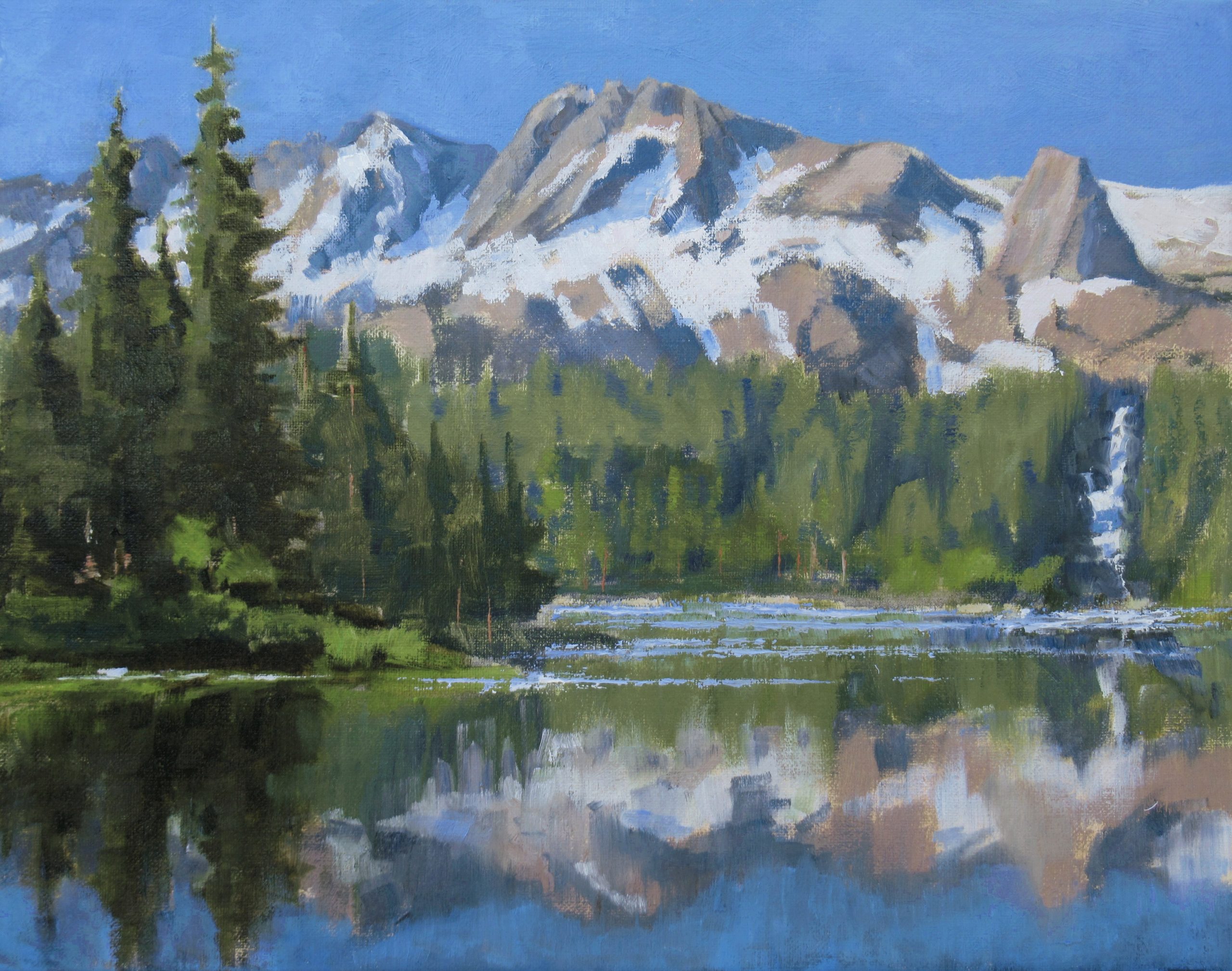 Sharon Weaver, "Mammoth Lake Summer," 11 x 14 in., Oil, at Twin Lakes near Mammoth Lakes, CA.