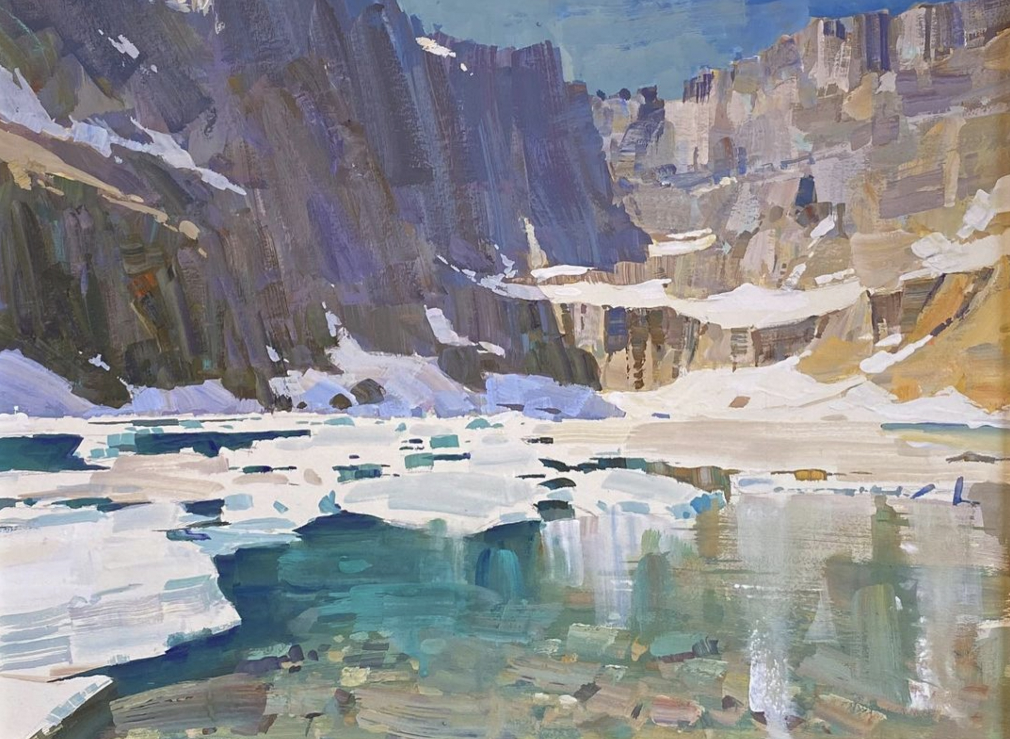 7. “Iceberg Lake” (16x20 in., gouache on illustration board)