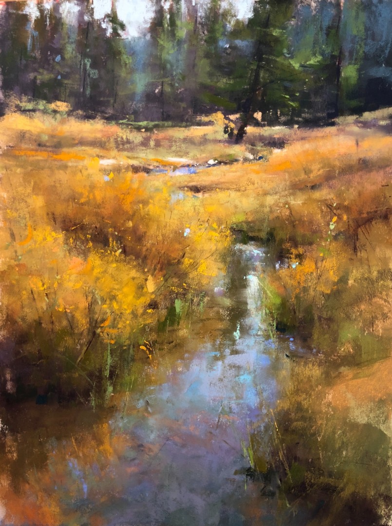 PleinAir Salon - Jacob Aguiar, "Bighorn Brook," pastel, 12 x 9 in.