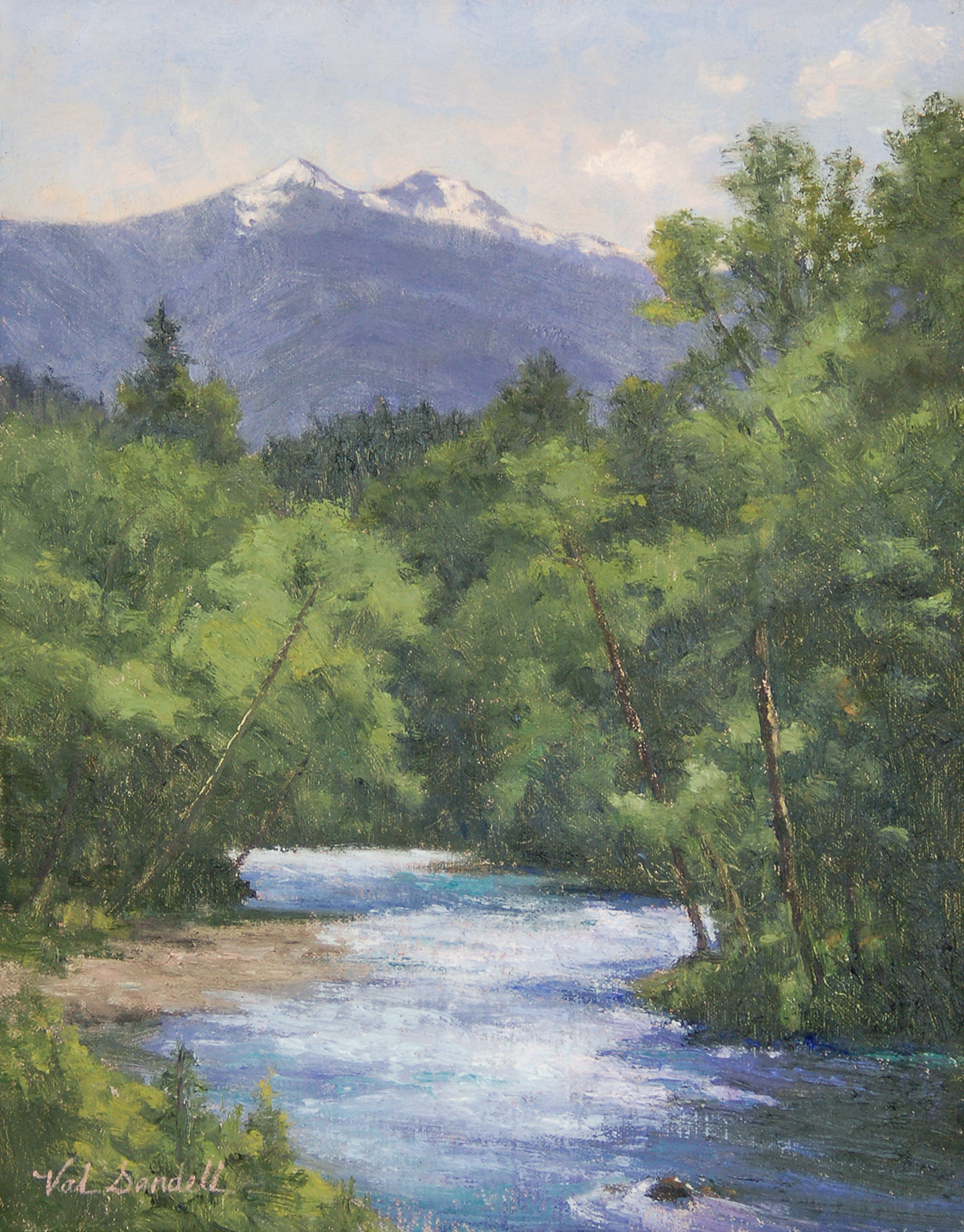 plein air landscape painting of a creek 