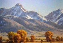 Painting of mountains - 3. Greg Scheibel, "Autumn in the Rockies," 2022, oil, 27 x 33 in., Private collection, Studio from plein air studies