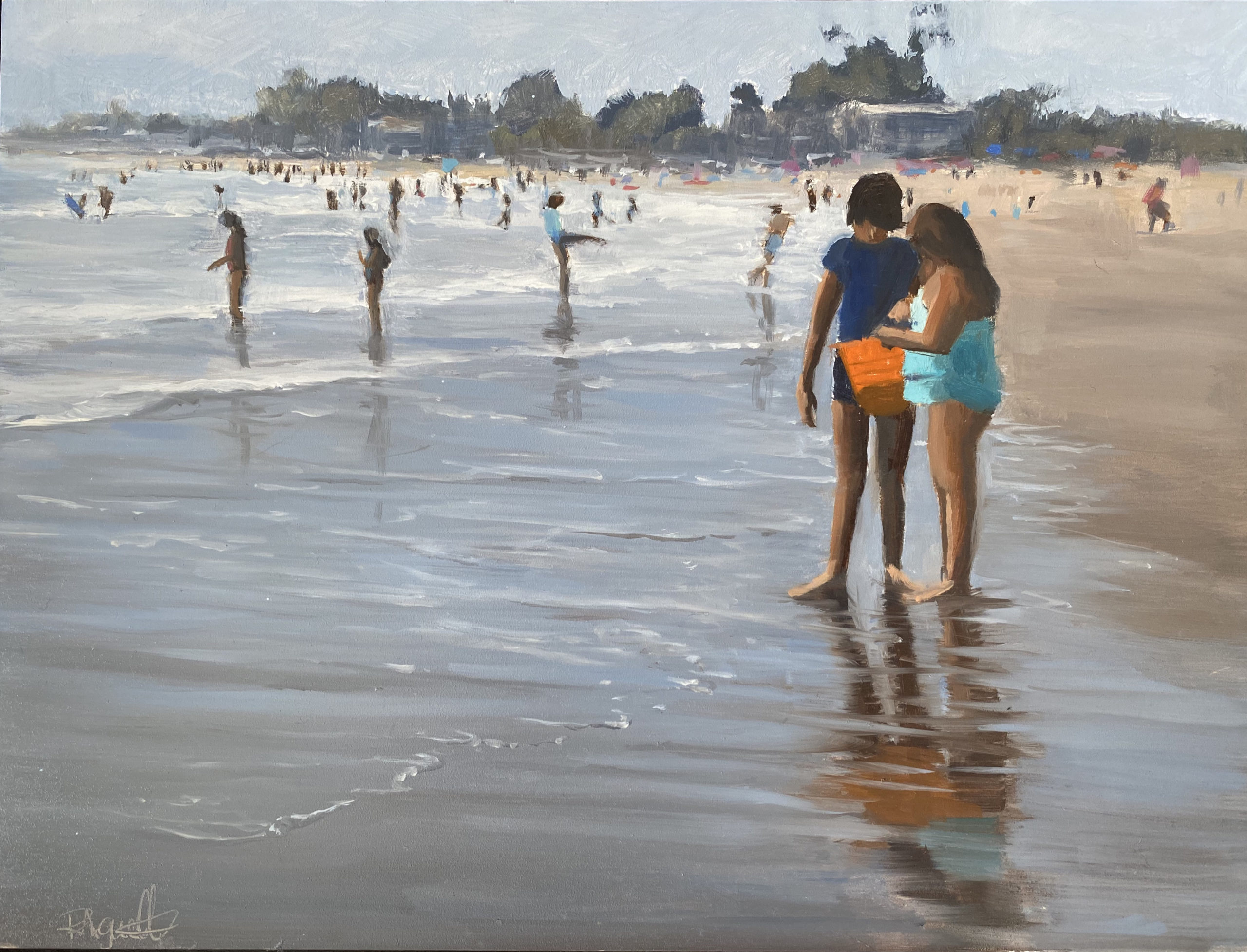 Plein air painting of a beach