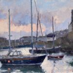 Clare Bowen’s Addiction to Plein Air Painting plein air painting - Clare Bowen, “Sunrise, Old Newlyn Harbour,” Oil on canvas, 12 x 16 in.