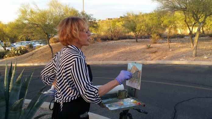 Lynn Gertenbach painting during the Plein Air Convention