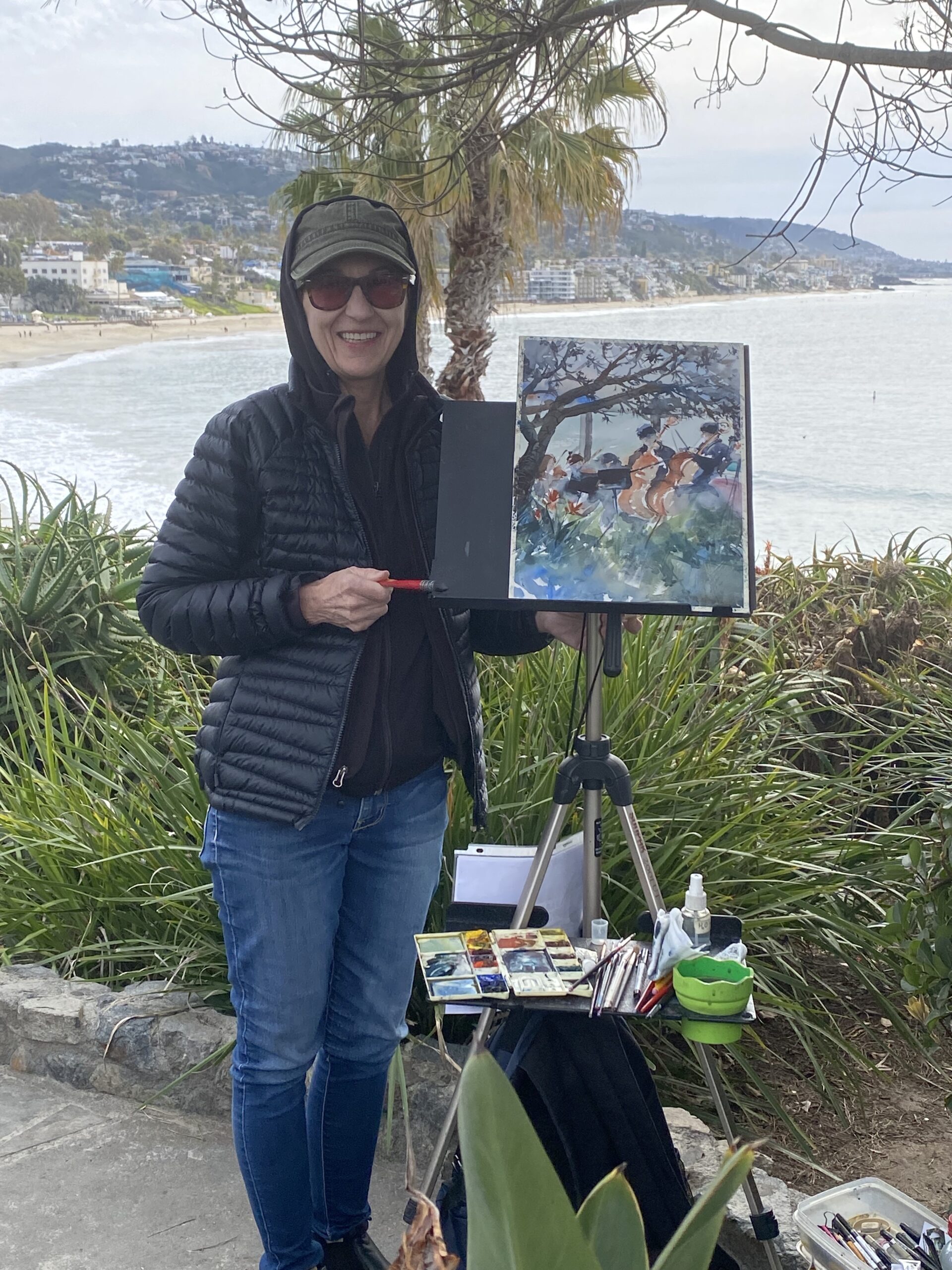 LPAPA member Pamme Turner painting during the “Sounds with Plein Air Paint Out”