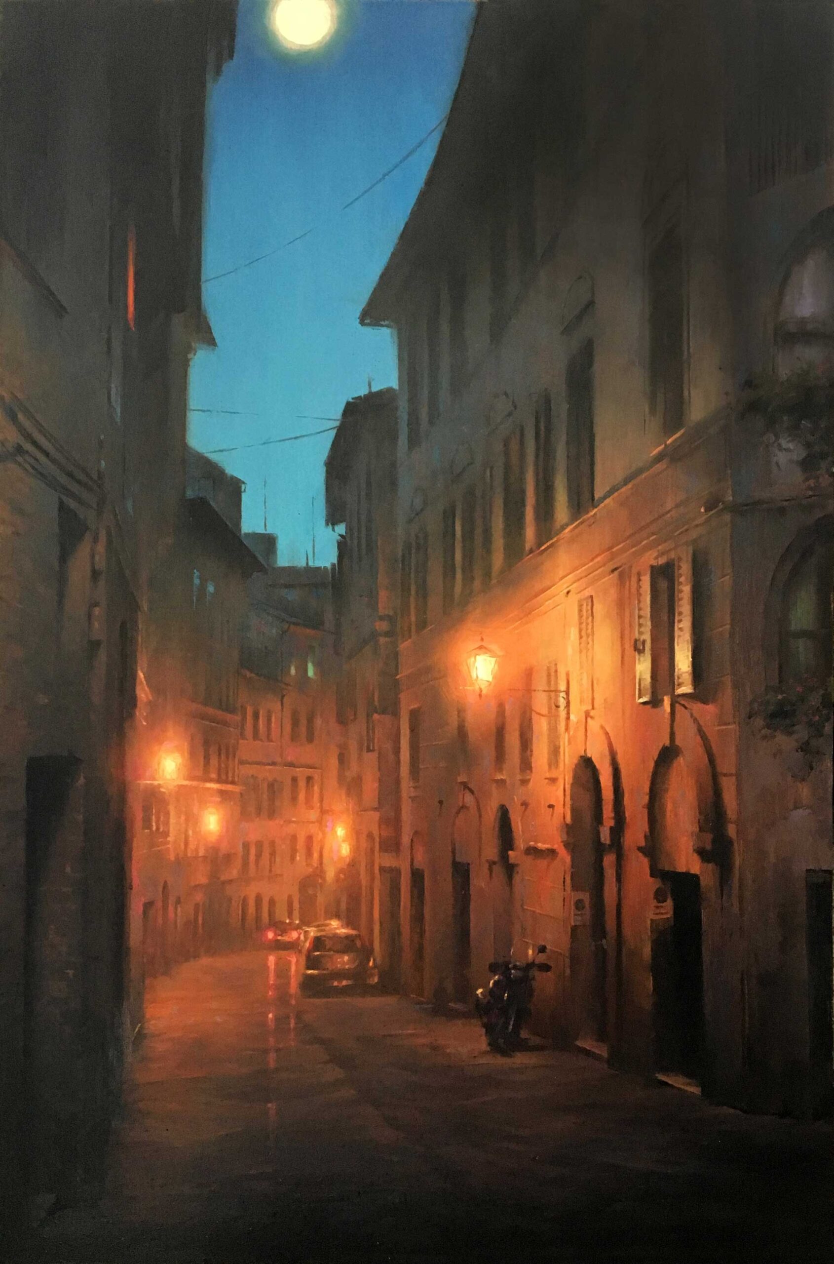 painting nocturnes - Gavin Glakas, "An Appointment in Siena," Oil on panel, 16" x 24"