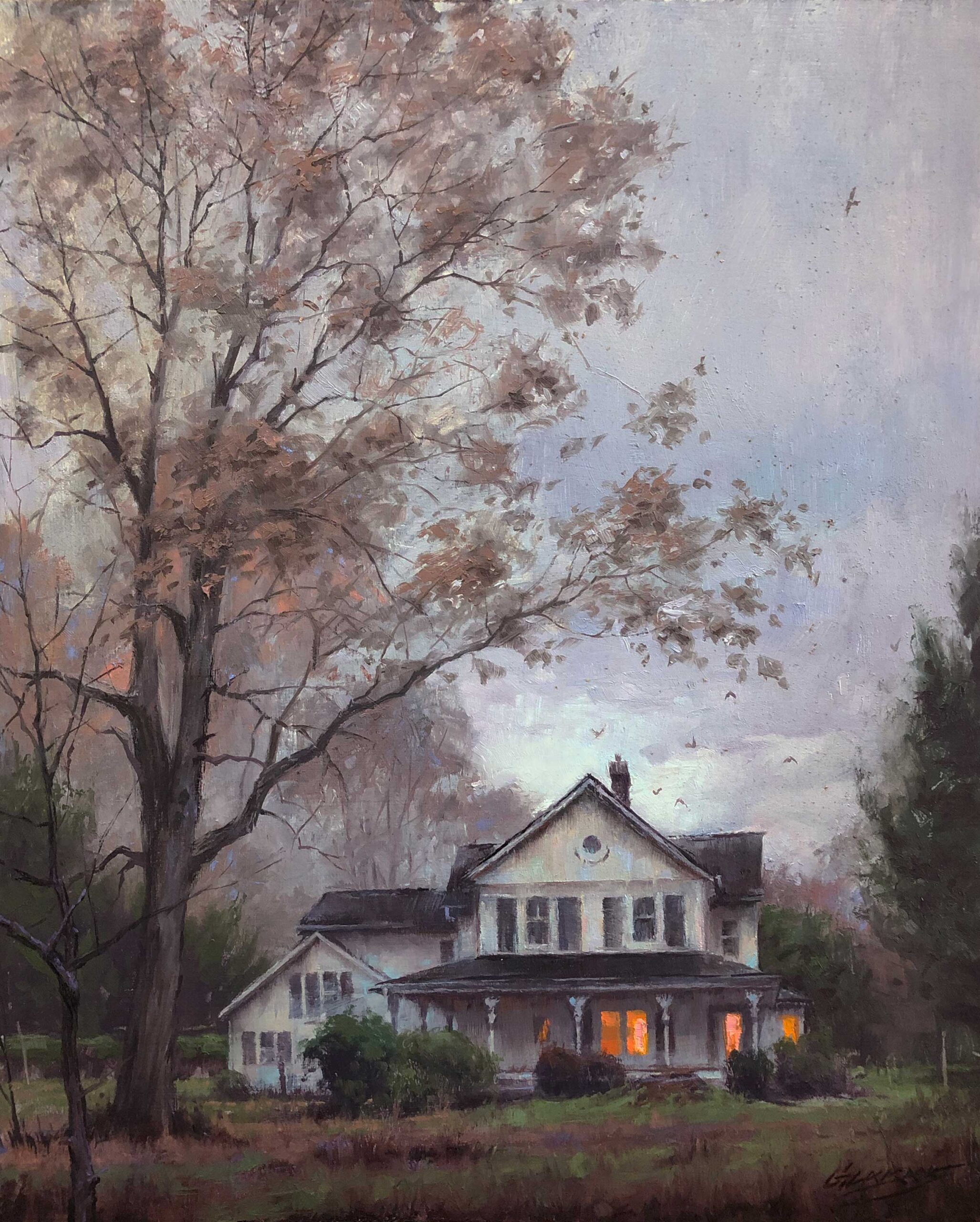 Gavin Glakas, "Quiet (The House by the Library)," Oil on panel, 13" x 16"